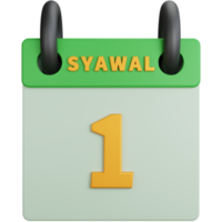 3d rendering calendar with one syawal isolated png