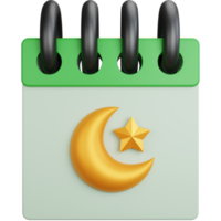 3D-Rendering-Kalender Muslim isoliert png