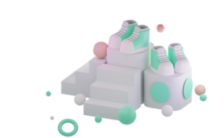 3d render of minimal sneaker and circles display in pastel colors. png