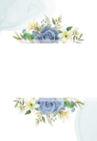 Elegant royal blue roses wedding invitation card png