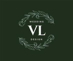 VL Initials letter Wedding monogram logos collection, hand drawn modern minimalistic and floral templates for Invitation cards, Save the Date, elegant identity for restaurant, boutique, cafe in vector