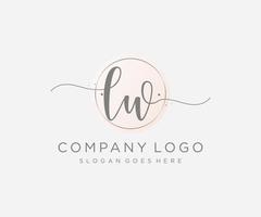 Initial LW feminine logo. Usable for Nature, Salon, Spa, Cosmetic and Beauty Logos. Flat Vector Logo Design Template Element.