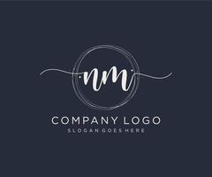 Initial NM feminine logo. Usable for Nature, Salon, Spa, Cosmetic and Beauty Logos. Flat Vector Logo Design Template Element.