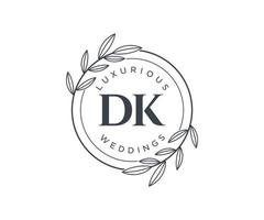 DK Initials letter Wedding monogram logos template, hand drawn modern minimalistic and floral templates for Invitation cards, Save the Date, elegant identity. vector