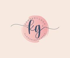 Initial KG feminine logo. Usable for Nature, Salon, Spa, Cosmetic and Beauty Logos. Flat Vector Logo Design Template Element.