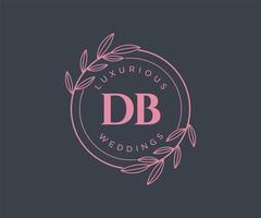 DB Initials letter Wedding monogram logos template, hand drawn modern minimalistic and floral templates for Invitation cards, Save the Date, elegant identity. vector