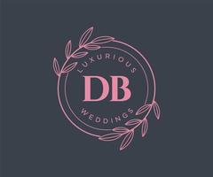 plantilla de logotipos de monograma de boda con letras iniciales db, plantillas florales y minimalistas modernas dibujadas a mano para tarjetas de invitación, guardar la fecha, identidad elegante. vector