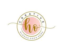 monograma de belleza de logotipo femenino inicial ho y diseño de logotipo elegante, logotipo de escritura a mano de firma inicial, boda, moda, floral y botánica con plantilla creativa. vector