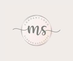 Initial MS feminine logo. Usable for Nature, Salon, Spa, Cosmetic and Beauty Logos. Flat Vector Logo Design Template Element.
