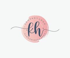 Initial KH feminine logo. Usable for Nature, Salon, Spa, Cosmetic and Beauty Logos. Flat Vector Logo Design Template Element.