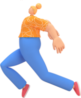 personaje mujer camisa naranja pantalones azules haciendo actividades png