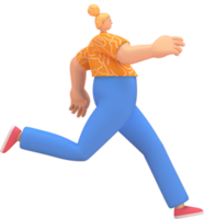 character woman orange shirt blue pants doing activities png