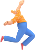 karaktär kvinna orange skjorta blå byxor håller på med aktiviteter png