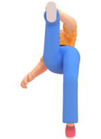 karaktär kvinna orange skjorta blå byxor håller på med aktiviteter png