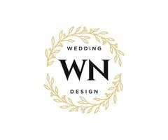 WN Initials letter Wedding monogram logos collection, hand drawn modern minimalistic and floral templates for Invitation cards, Save the Date, elegant identity for restaurant, boutique, cafe in vector