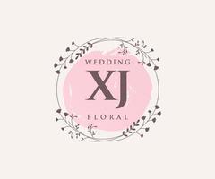 XJ Initials letter Wedding monogram logos template, hand drawn modern minimalistic and floral templates for Invitation cards, Save the Date, elegant identity. vector