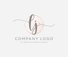 Initial LJ feminine logo. Usable for Nature, Salon, Spa, Cosmetic and Beauty Logos. Flat Vector Logo Design Template Element.