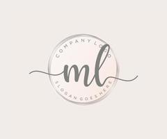 Initial ML feminine logo. Usable for Nature, Salon, Spa, Cosmetic and Beauty Logos. Flat Vector Logo Design Template Element.
