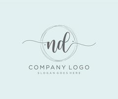 Initial ND feminine logo. Usable for Nature, Salon, Spa, Cosmetic and Beauty Logos. Flat Vector Logo Design Template Element.