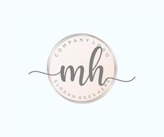 Initial MH feminine logo. Usable for Nature, Salon, Spa, Cosmetic and Beauty Logos. Flat Vector Logo Design Template Element.