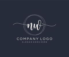 Initial NW feminine logo. Usable for Nature, Salon, Spa, Cosmetic and Beauty Logos. Flat Vector Logo Design Template Element.