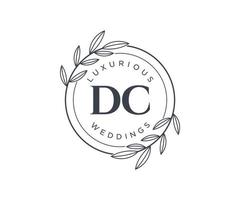 plantilla de logotipos de monograma de boda con letras iniciales dc, plantillas florales y minimalistas modernas dibujadas a mano para tarjetas de invitación, guardar la fecha, identidad elegante. vector