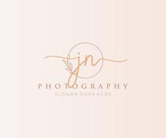 Initial JN feminine logo. Usable for Nature, Salon, Spa, Cosmetic and Beauty Logos. Flat Vector Logo Design Template Element.