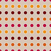 Polka dot white outline seamless pattern design for decorating, circle red yellow orange dark red with white border on late color backbround for wallpaper, wrapping paper, fabric, backdrop and etc. vector