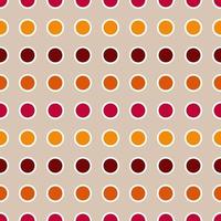 Polka dot white outline seamless pattern design for decorating, circle red yellow orange dark red with white border on late color backbround for wallpaper, wrapping paper, fabric, backdrop and etc. vector