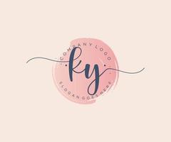 Initial KY feminine logo. Usable for Nature, Salon, Spa, Cosmetic and Beauty Logos. Flat Vector Logo Design Template Element.