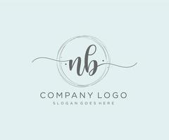 Initial NB feminine logo. Usable for Nature, Salon, Spa, Cosmetic and Beauty Logos. Flat Vector Logo Design Template Element.