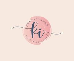 Initial KI feminine logo. Usable for Nature, Salon, Spa, Cosmetic and Beauty Logos. Flat Vector Logo Design Template Element.