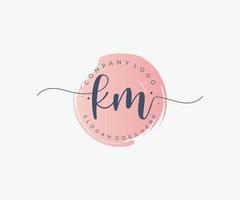 Initial KM feminine logo. Usable for Nature, Salon, Spa, Cosmetic and Beauty Logos. Flat Vector Logo Design Template Element.