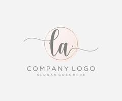 Initial LA feminine logo. Usable for Nature, Salon, Spa, Cosmetic and Beauty Logos. Flat Vector Logo Design Template Element.