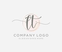 Initial LT feminine logo. Usable for Nature, Salon, Spa, Cosmetic and Beauty Logos. Flat Vector Logo Design Template Element.