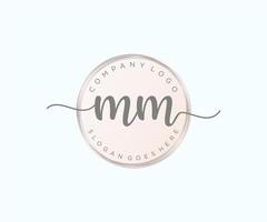 Initial MM feminine logo. Usable for Nature, Salon, Spa, Cosmetic and Beauty Logos. Flat Vector Logo Design Template Element.