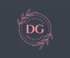 DG Initials letter Wedding monogram logos template, hand drawn modern minimalistic and floral templates for Invitation cards, Save the Date, elegant identity. vector