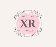 XR Initials letter Wedding monogram logos template, hand drawn modern minimalistic and floral templates for Invitation cards, Save the Date, elegant identity. vector