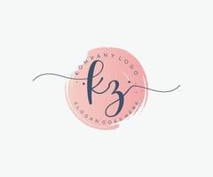 Initial KZ feminine logo. Usable for Nature, Salon, Spa, Cosmetic and Beauty Logos. Flat Vector Logo Design Template Element.