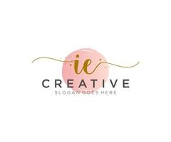 initial IE Feminine logo beauty monogram and elegant logo design, handwriting logo of initial signature, wedding, fashion, floral and botanical with creative template. vector