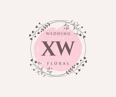 XW Initials letter Wedding monogram logos template, hand drawn modern minimalistic and floral templates for Invitation cards, Save the Date, elegant identity. vector