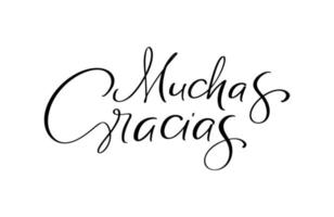 gracias texto de letras vectoriales en español muchas gracias. frase dibujada a mano. caligrafía de pincel moderna manuscrita para invitación y tarjeta de felicitación, camiseta, estampados y carteles vector