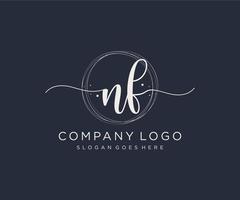 Initial NF feminine logo. Usable for Nature, Salon, Spa, Cosmetic and Beauty Logos. Flat Vector Logo Design Template Element.