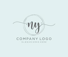 Initial NY feminine logo. Usable for Nature, Salon, Spa, Cosmetic and Beauty Logos. Flat Vector Logo Design Template Element.