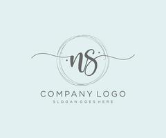 Initial NS feminine logo. Usable for Nature, Salon, Spa, Cosmetic and Beauty Logos. Flat Vector Logo Design Template Element.