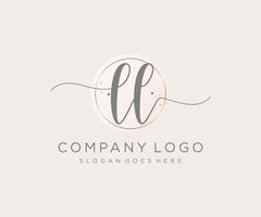 Initial LL feminine logo. Usable for Nature, Salon, Spa, Cosmetic and Beauty Logos. Flat Vector Logo Design Template Element.