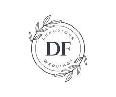 DF Initials letter Wedding monogram logos template, hand drawn modern minimalistic and floral templates for Invitation cards, Save the Date, elegant identity. vector
