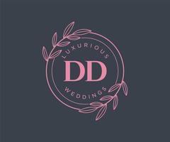 DD Initials letter Wedding monogram logos template, hand drawn modern minimalistic and floral templates for Invitation cards, Save the Date, elegant identity. vector