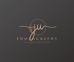 Initial JU feminine logo. Usable for Nature, Salon, Spa, Cosmetic and Beauty Logos. Flat Vector Logo Design Template Element.