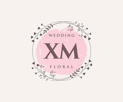 XM Initials letter Wedding monogram logos template, hand drawn modern minimalistic and floral templates for Invitation cards, Save the Date, elegant identity. vector